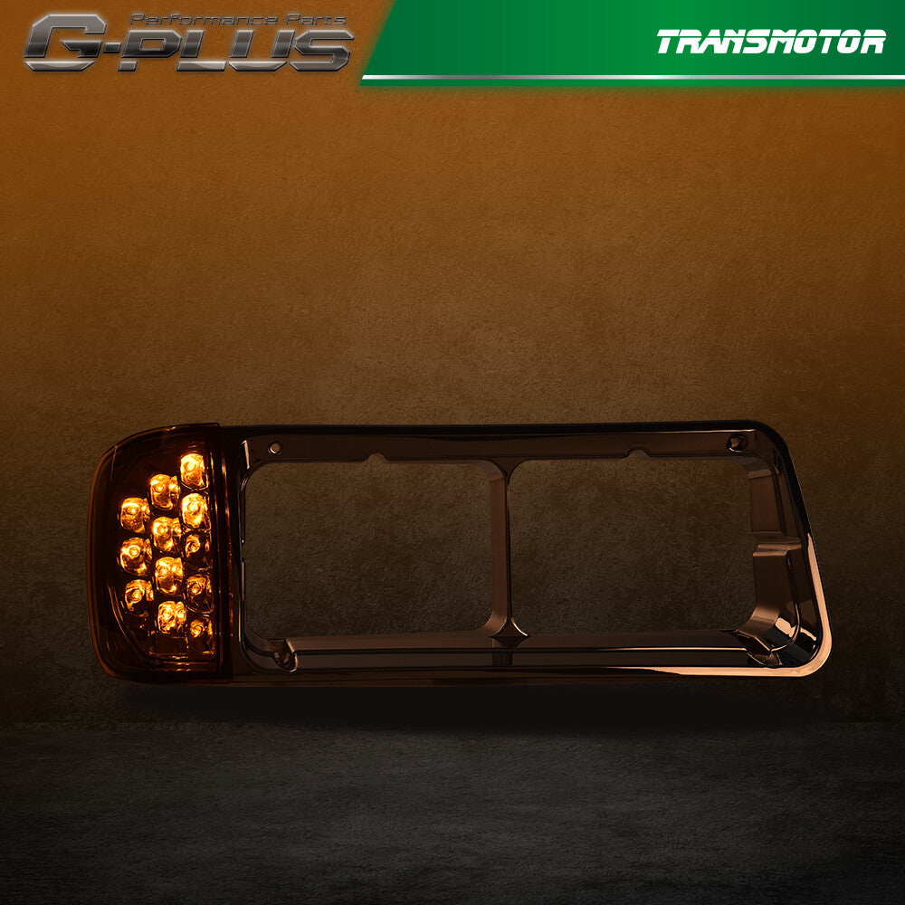 Suitable for Freightliner FLD120 headlight bezel with LED turn signal light left + right - v