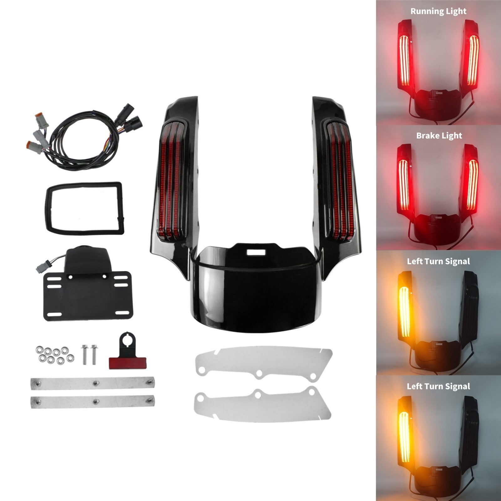 Rear Fender Fascia LED Light w/ Red Lens for Harley Road Electra Glide 2014-2023
