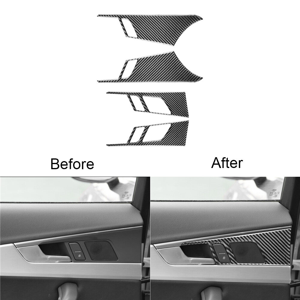 for Audi for A4 2017-2019 Carbon Fiber Door Interior Handle Panel Cover Trim Sticker