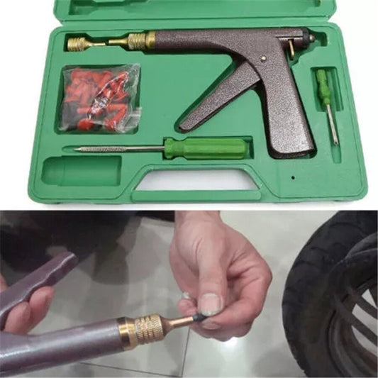US Ship Tubeless Tire Puncture Repair Tool w/ Tire Mushroom Plugs Vacuum Gun Kit Q
