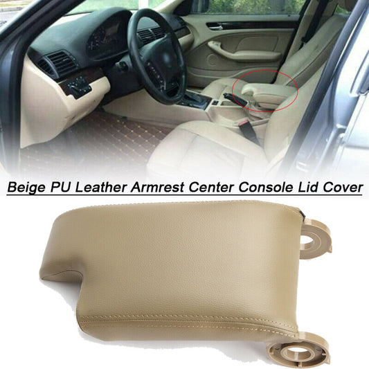 Beige PU leather armrest center console cover for BMW E46 3 Series 1999-2004