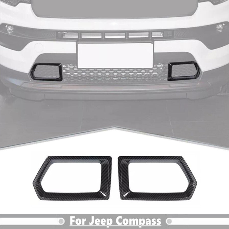 Fit For 2022-2025 for Jeep Compass Carbon Fiber Front Bumper Grille Grill Cover Trim v