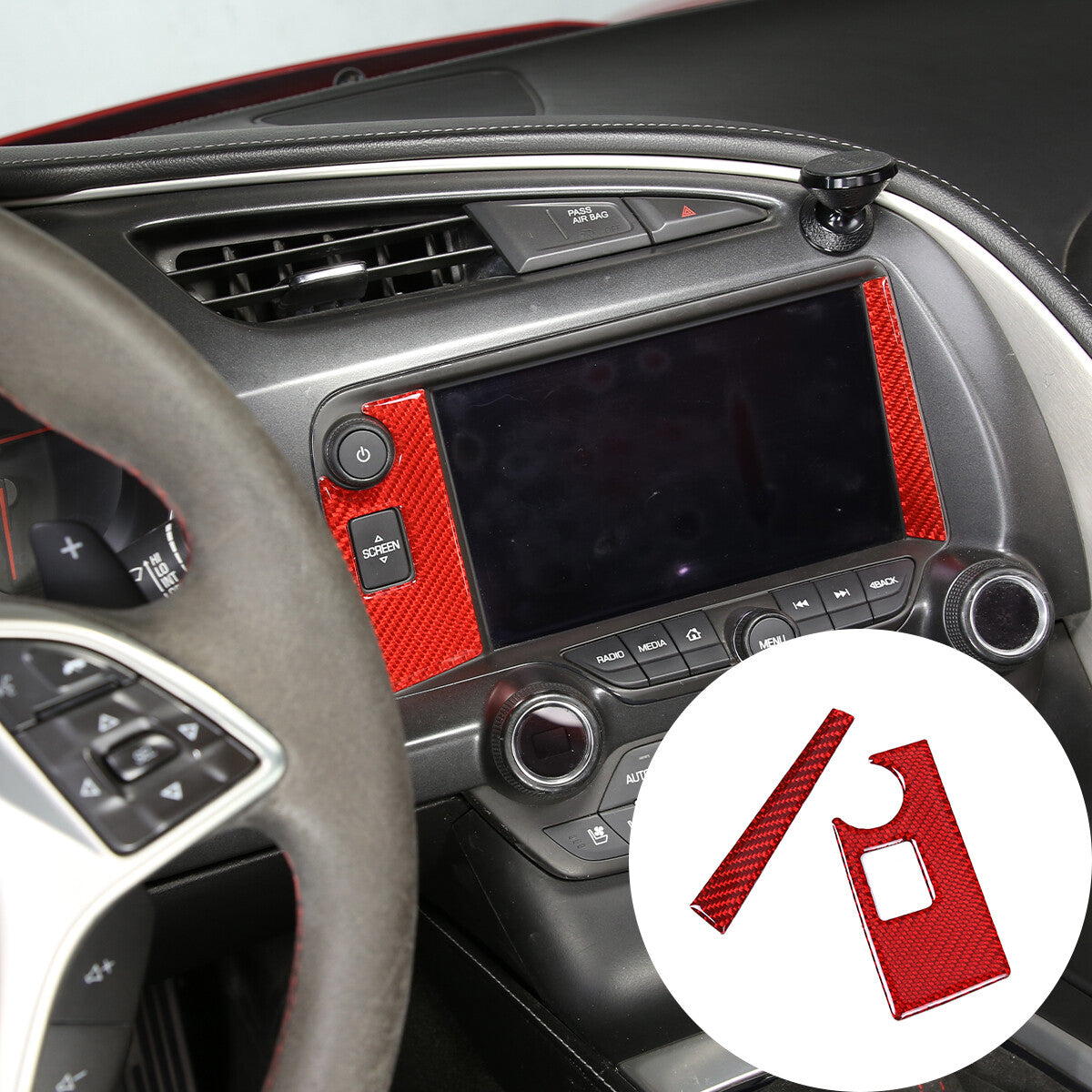 Red Carbon Fiber Steering Wheel Trim Ring Decal Border for Lotus EMIRA 2022-23- v