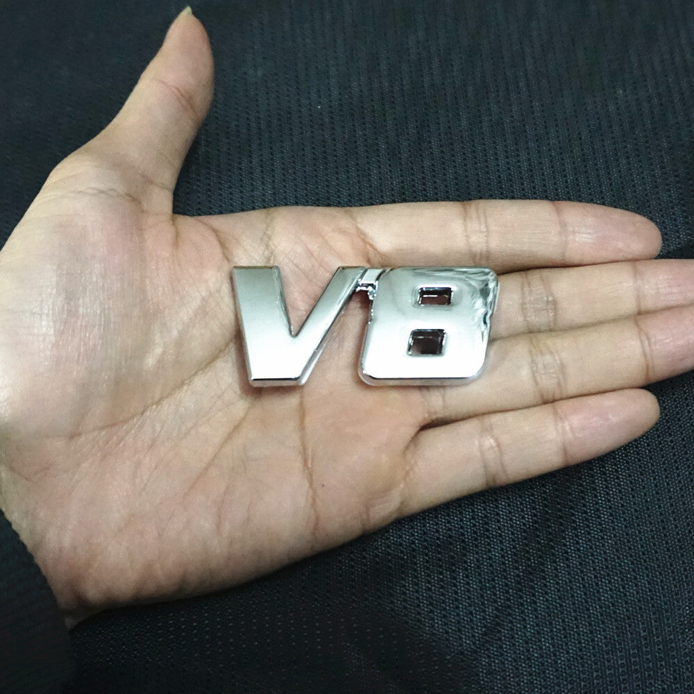 1x Silver V8 Chrome High Metal Badge Emblem Decal Sticker Fender Trunk Hatchback Q