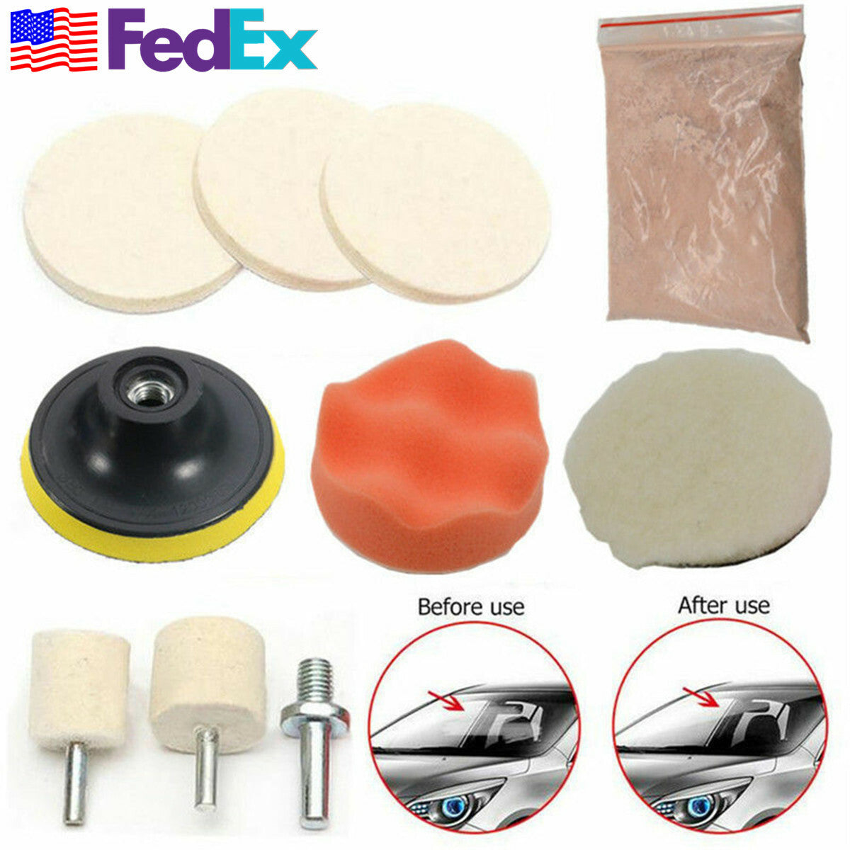 10Pcs Glass Scratches Polishing Kit Car Windows Repair Tool Cerium Oxide Powder