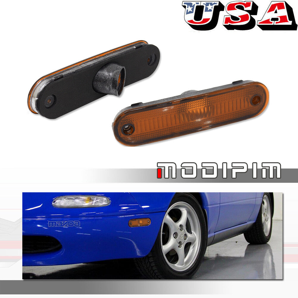 For 90-05 for Mazda Miata MX-5 Front side marker lights Amber Left and right sides one pair - v
