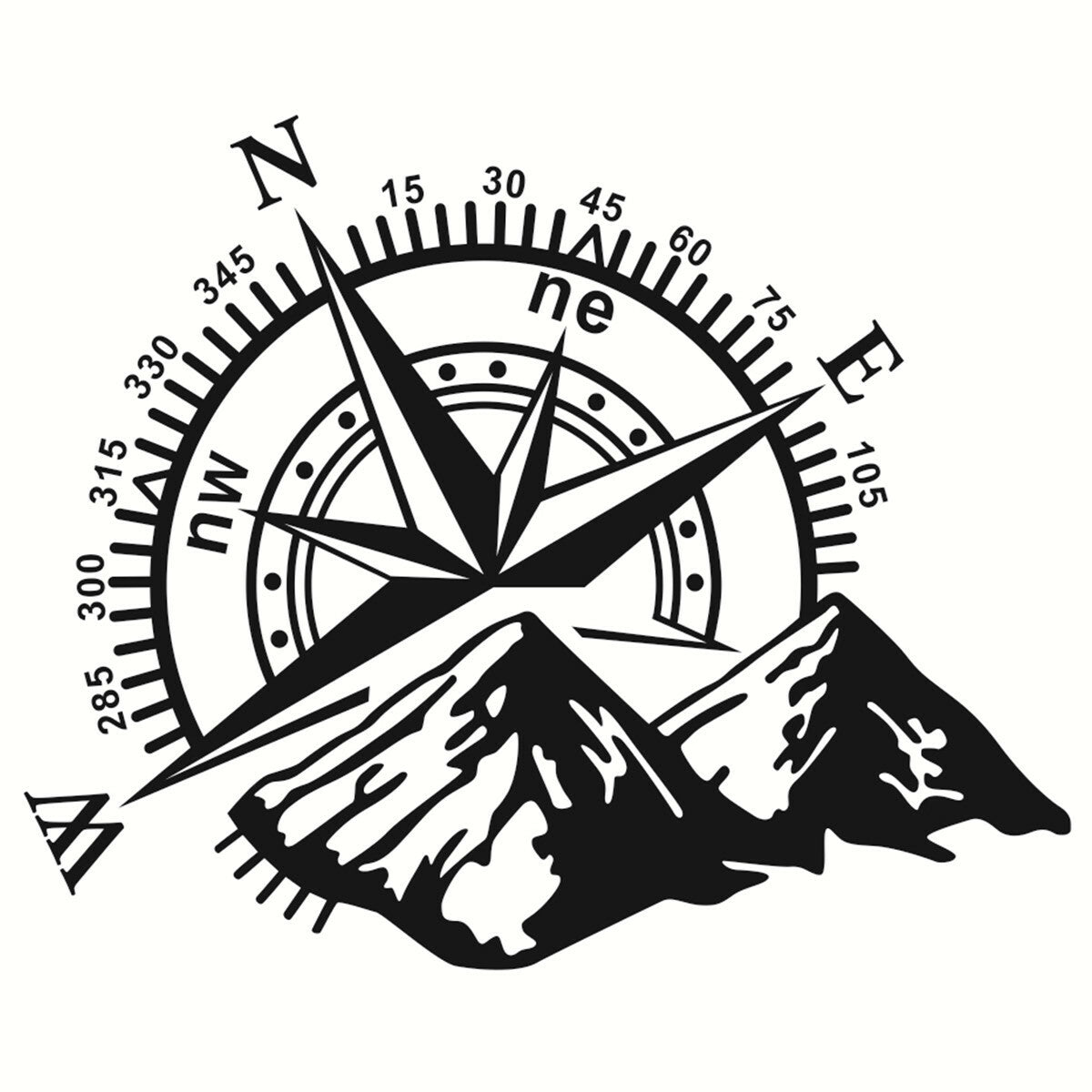 Car Hood Body Side Decal Mountain Compass Graphics Vinyl Sticker Accessories