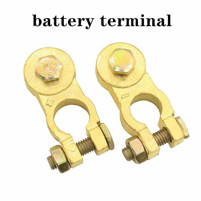 1 pair of heavy-duty truck battery top post cable terminals with pure brass cable heads - n