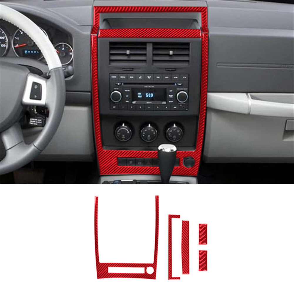 19Pcs Red Carbon Fiber Full Interior Kit Cover Trim for Jeep Liberty 2008-2012