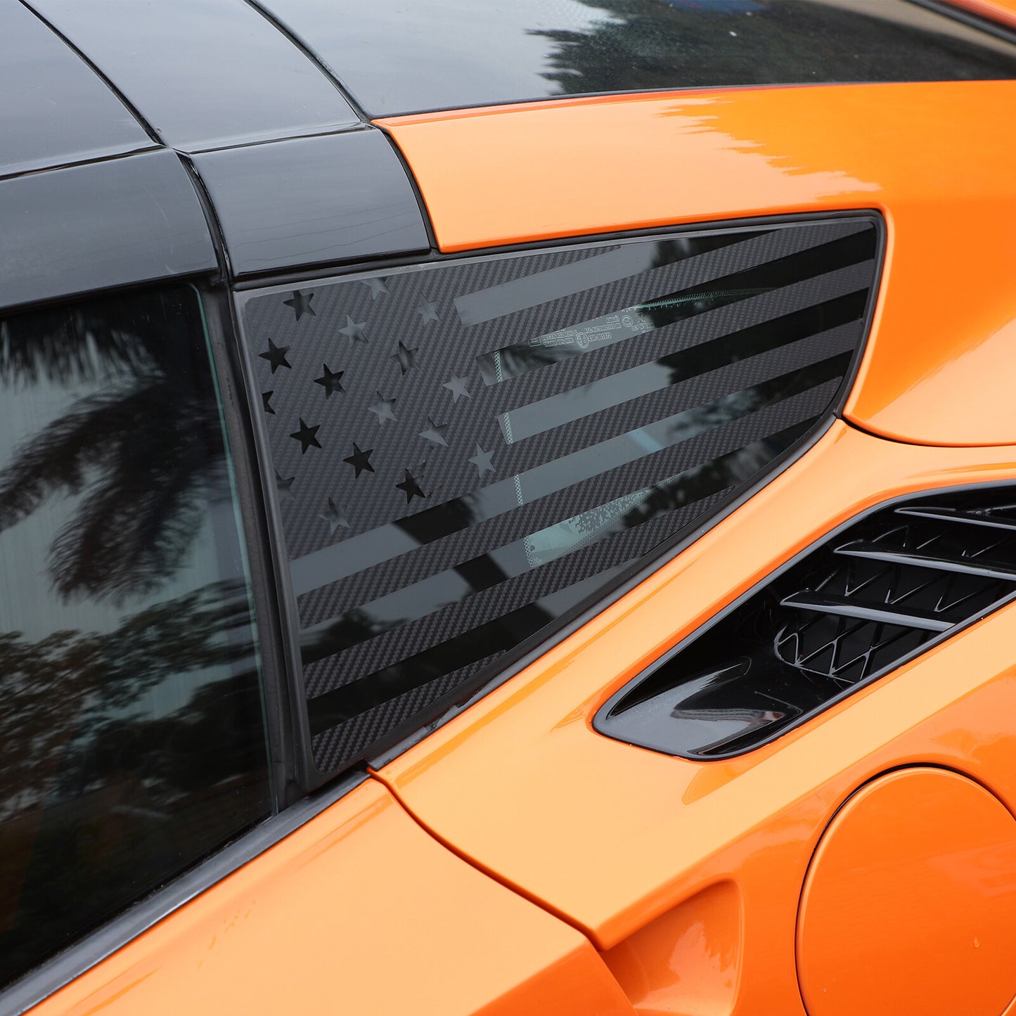 Suitable for 2014-19 C7 for Corvette side window American flag decal sticker with carbon glitter. n