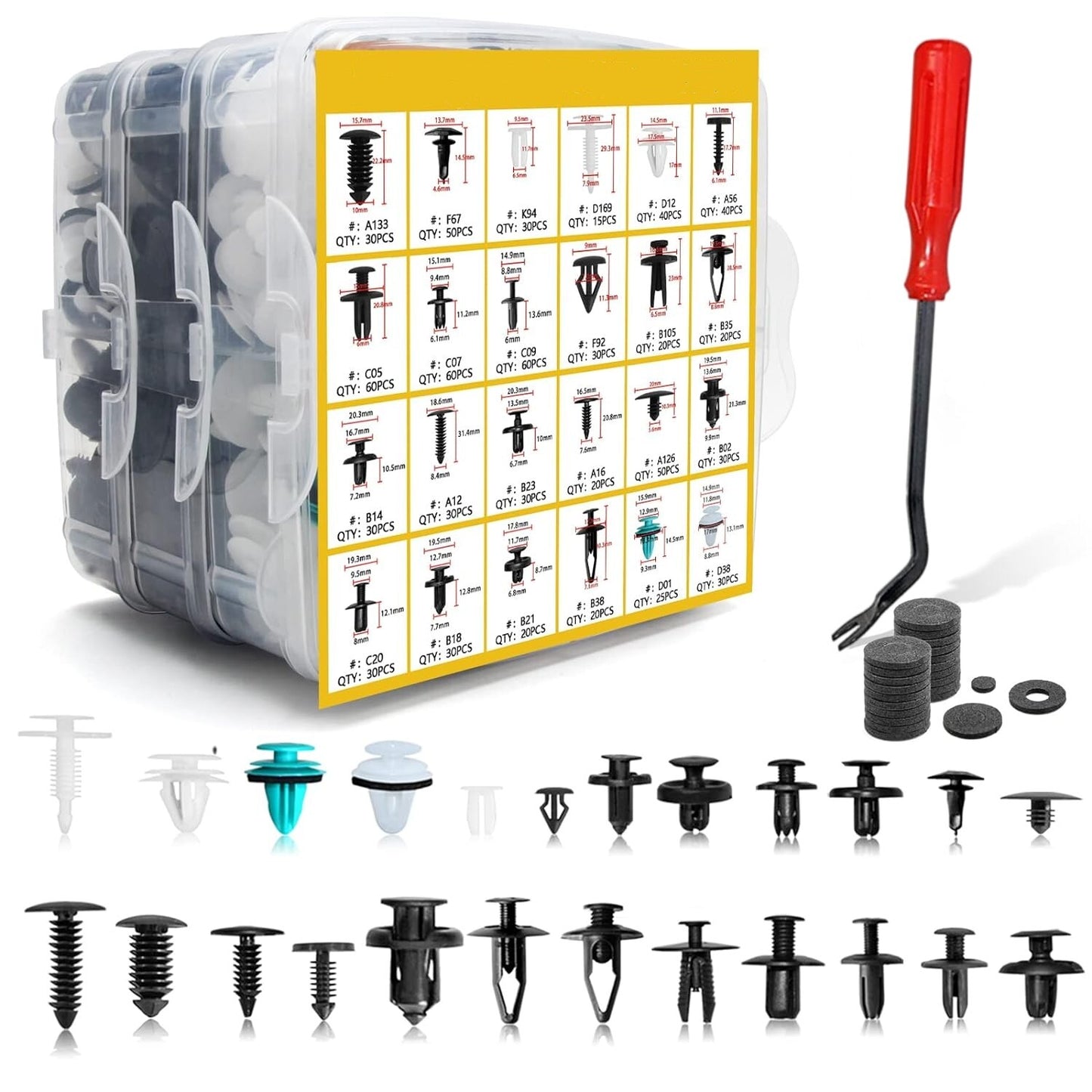 800-piece set of automatic fasteners, decorative clips, rivets, and bumper fasteners