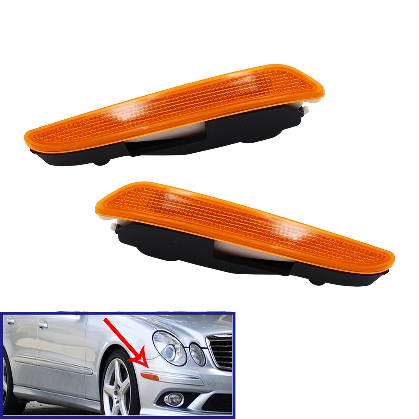 Bumper side marker indicator lights are applicable to W211, E320, E350, and E63 models from 07-09. n