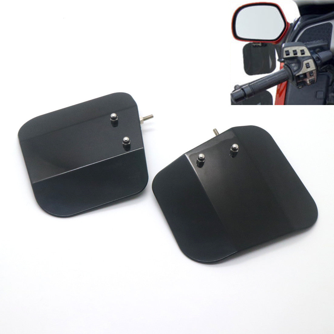 Black Air Wing Deflector Windshield Mirror Mount for Honda Goldwing 1800 F6B Q