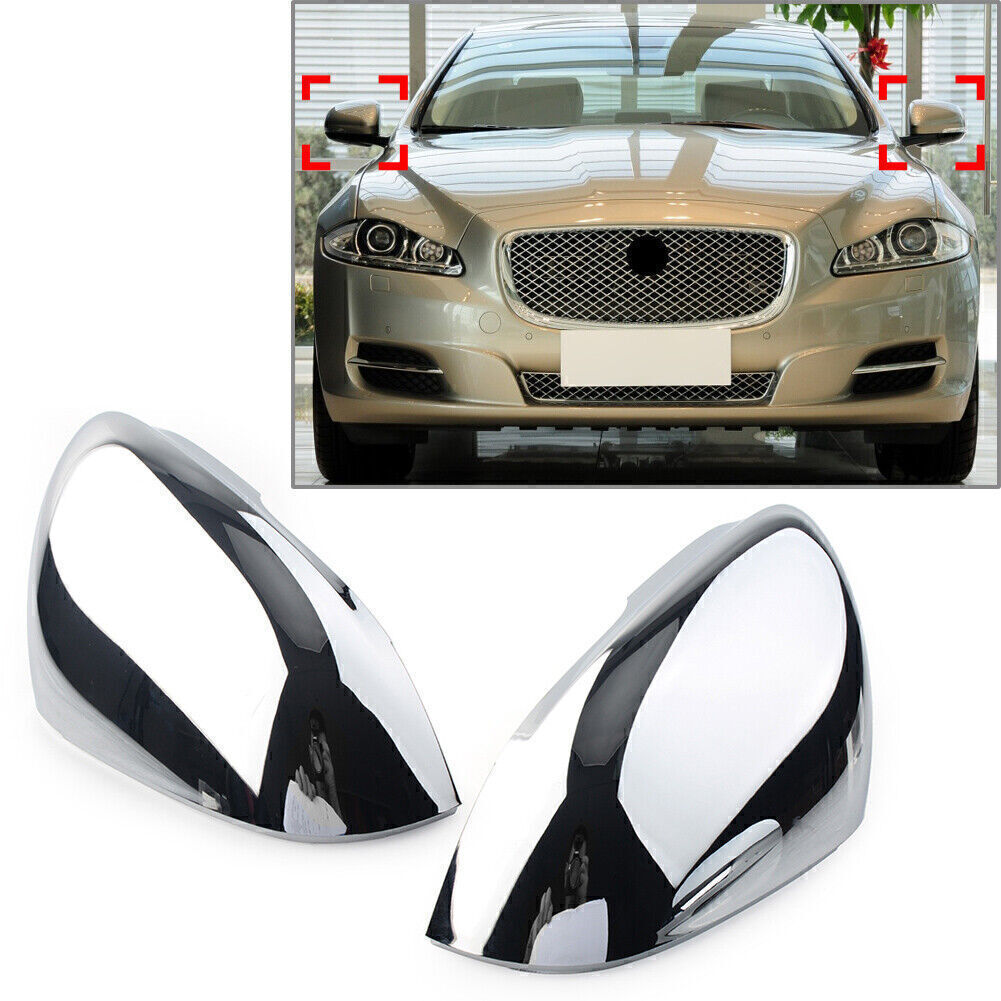 1Pair Rear Side View Mirror Cover Cap Chrome fit for Jaguar XF XFR XFR-S XJ