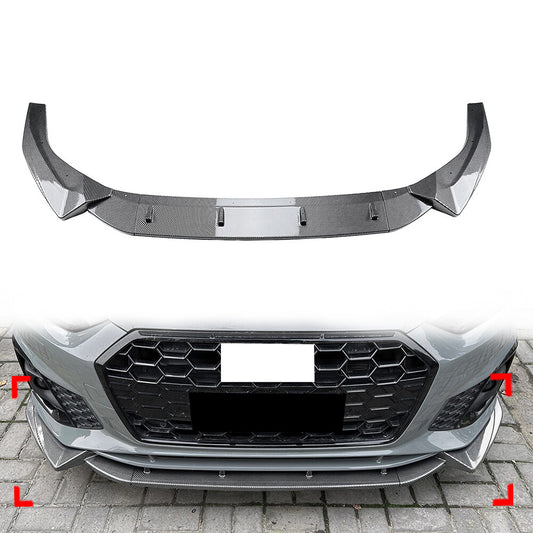 3pcs ABS Front Bumper Splitter Spoiler Lip for Audi A5 Sline S5 8W6 2020-2024
