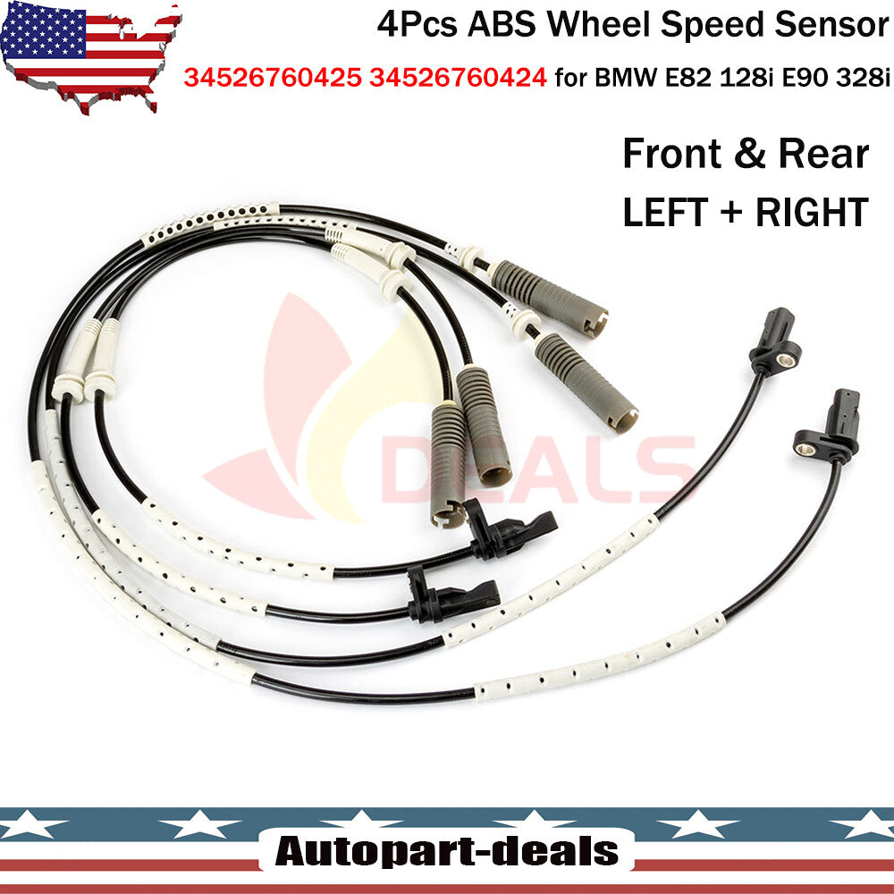 4 ABS Speed Sensor Front Rear Right Left For 323i 325i 328i E90 128i 34526760425