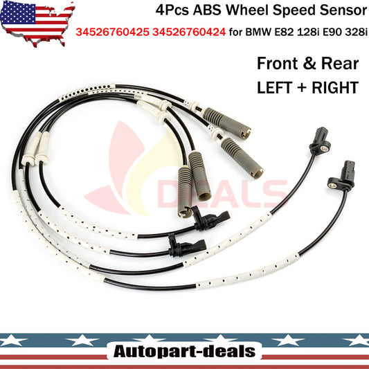 4 ABS Speed Sensor Front Rear Right Left For 323i 325i 328i E90 128i 34526760425