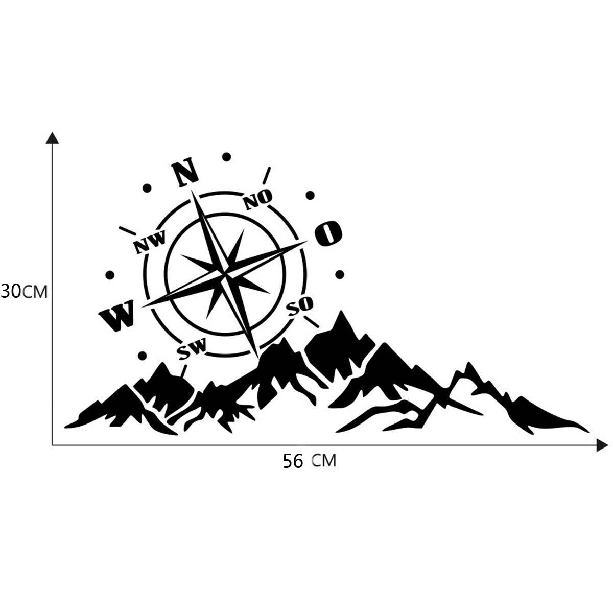 Compass mountain vinyl sticker - sticker for car truck hood side door graphics
