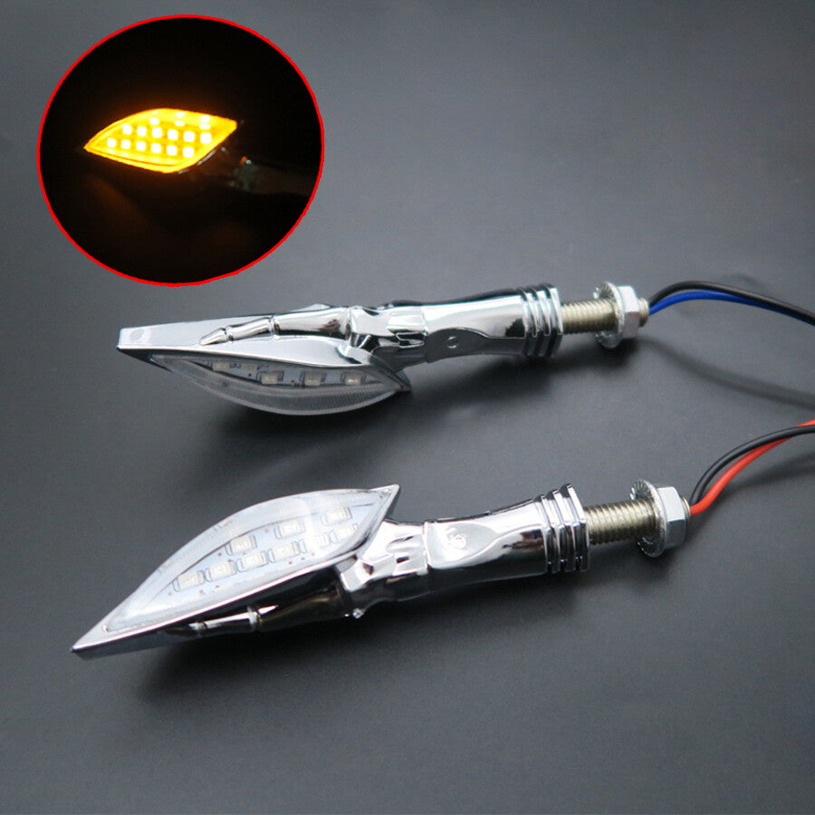 2x Chrome Skull LED Turn Signal Light for Honda VTX 1300 C R S RETRO VT 750 1100 Q