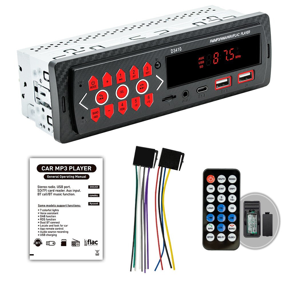 Single 1-Din Bluetooth Car FM Radio MP3 Player USB Stereo Audio Receiver AUX New n