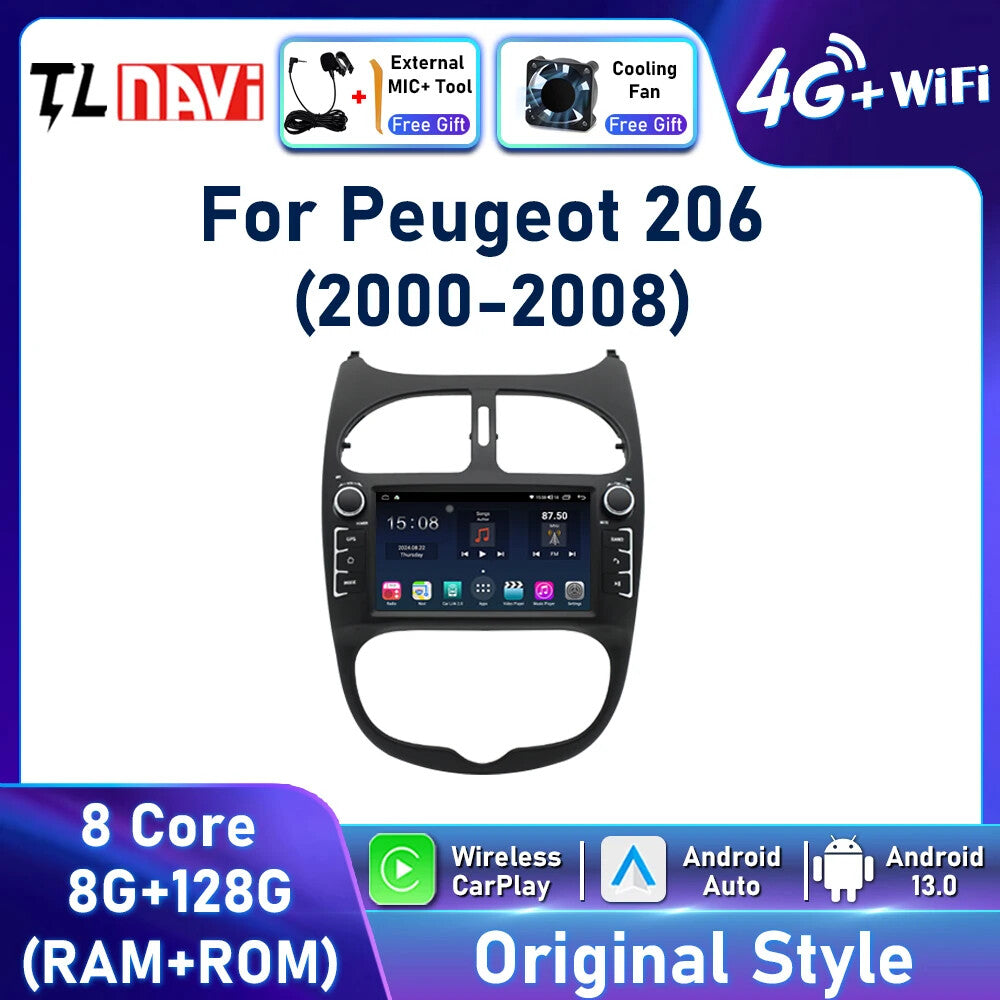 Auto Car Radio for Peugeot 206 206CC 206SW Multimedia Stereo Player GPS Carplay