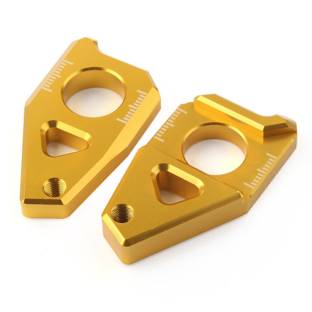 Gold Rear Axle Spindle Chain Adjuster Block for Yamaha YZF R1 FZ8 FZ1 TMAX 530