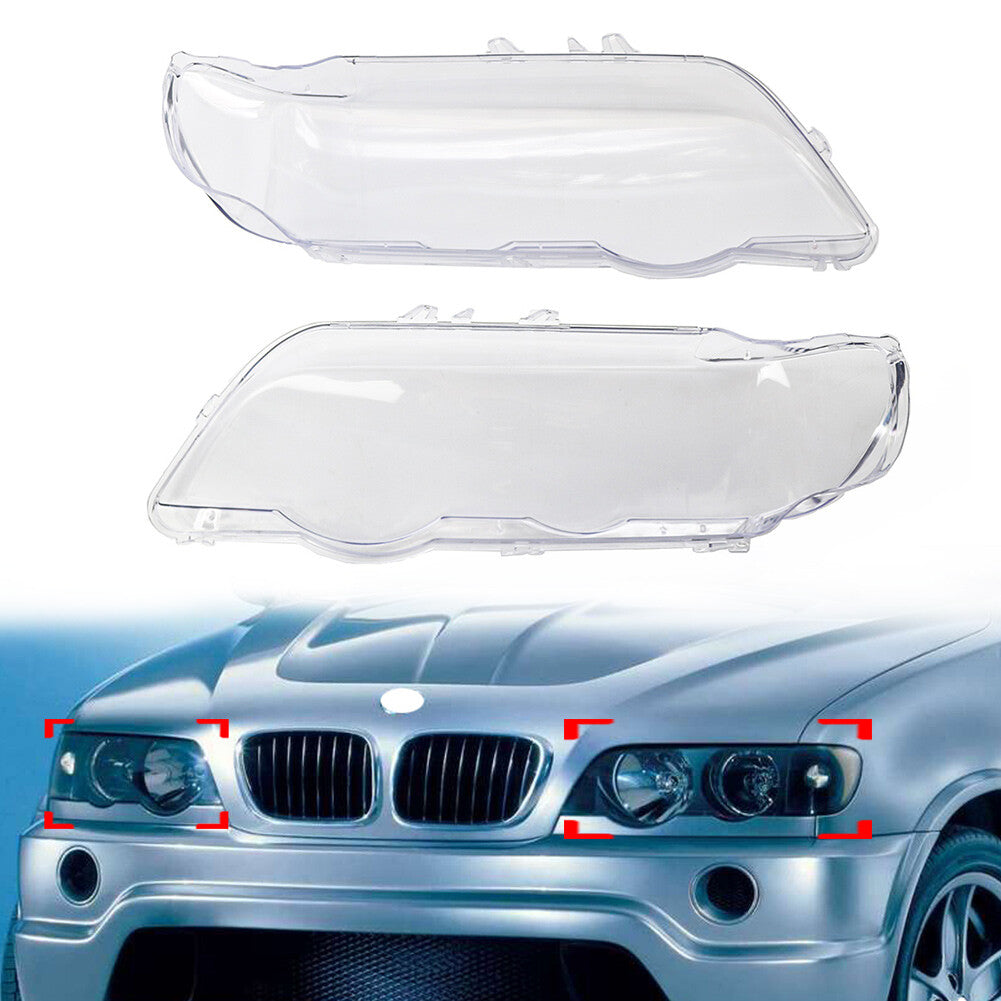 Pair Of Headlight Head Light lamp Clear Lens Cover for BMW X5 E53 2000-2003