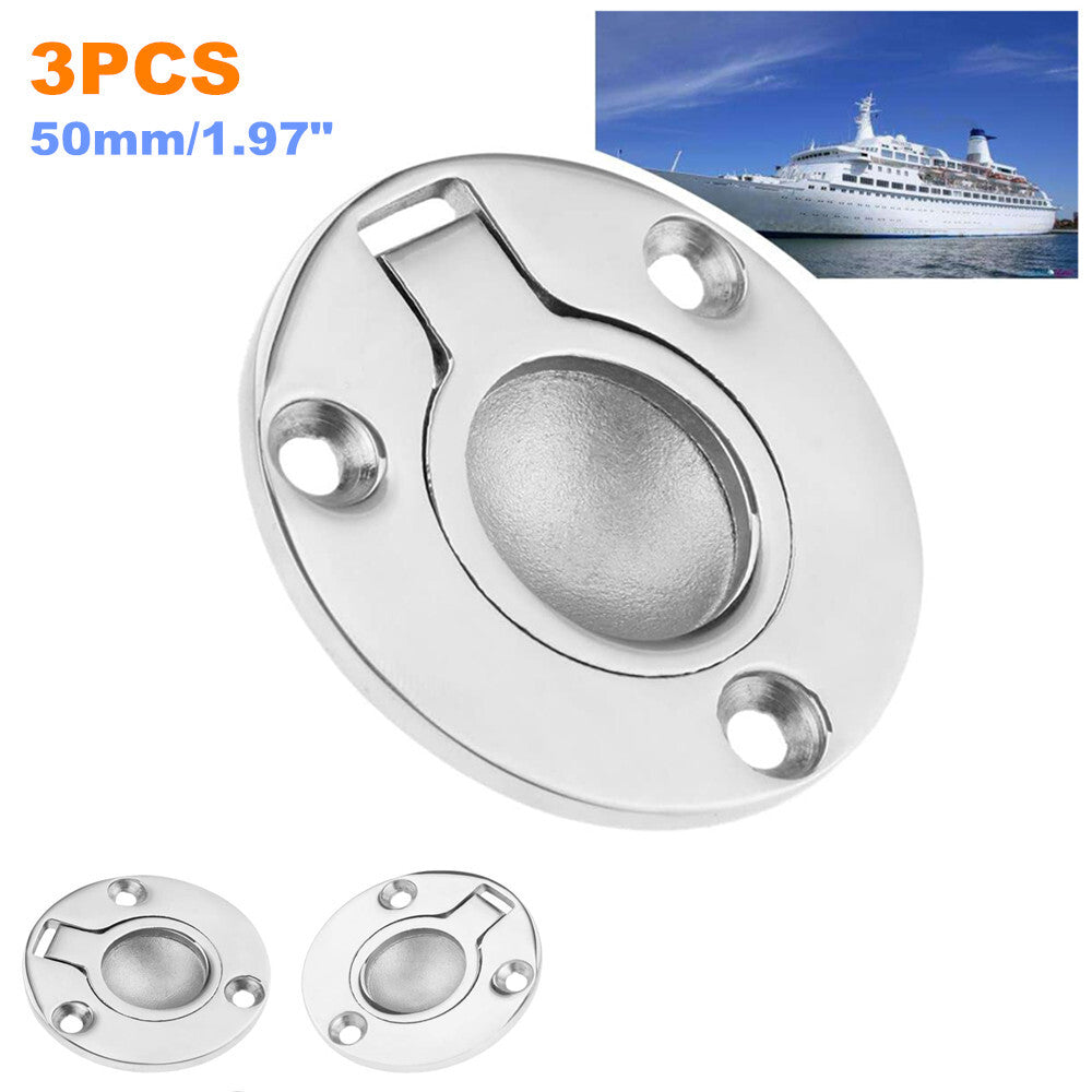 3-piece ship loading ring hatch 1.97-inch round flush latch marine embedded handle - n