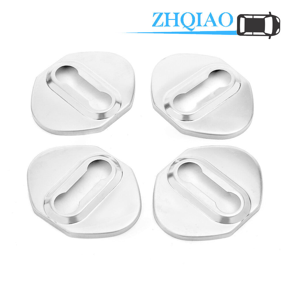 4PCS Car Stainless steel Door Lock Cover Buckle Cap Trim Fits for Honda - Silver