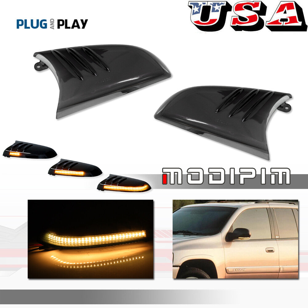2 Smoked Amber LED Turn Signal Lights for Blazer for GMC Envoy for Buick - v