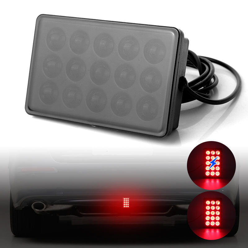 Universal F1 Style 15 LED Rear Brake Lamp Strobe Flashing Tail Stop Light IP67