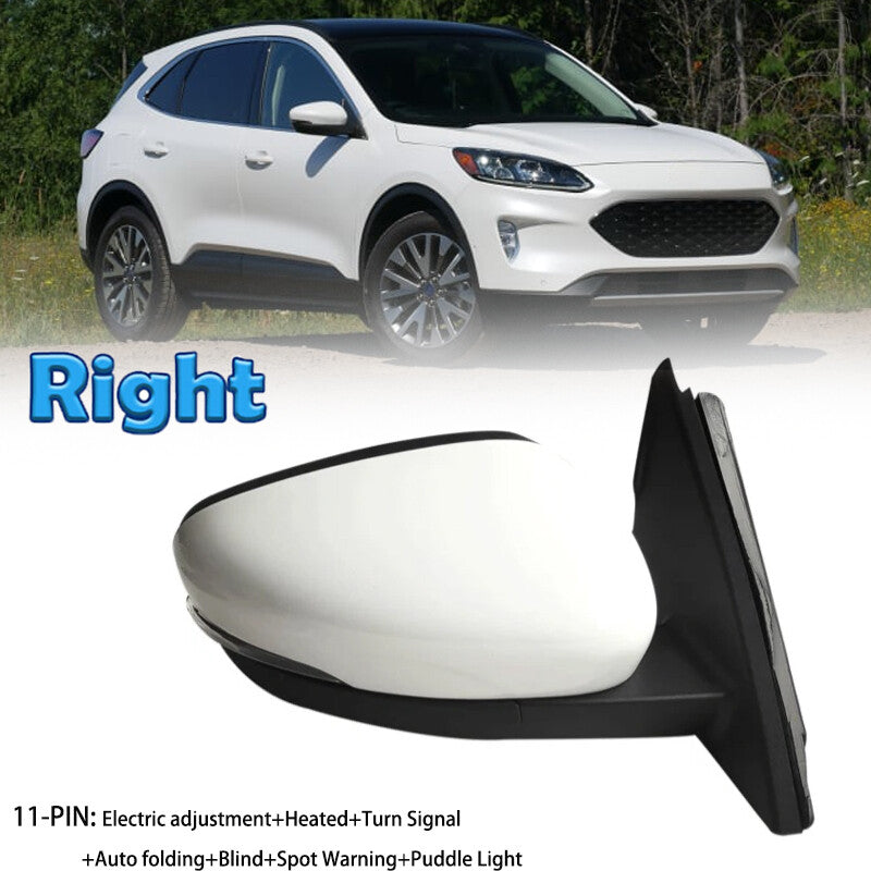 Right Power Heated Side Door Mirror White 11-PIN for Ford Escape 2020-2023