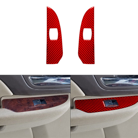Red Carbon Fiber Window Switch Lift Panel Cover Trim For 5 E60 Type B v
