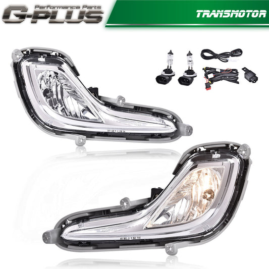 Fits 12 - 17 for Hyundai Accent Fog Light Clear Bumper Light Full Kit + Wiring - v