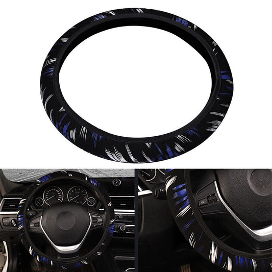 Black-Blue Universal Car Steering Wheel Cover Fit 15/37-38CM PU Leather Grip