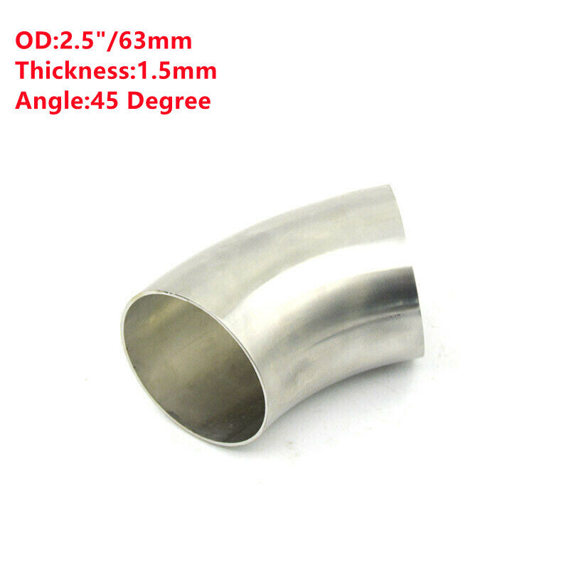 2.5''Stainless Steel 45¡«Degree 63mm Welded Exhaust Bend Tube Car Elbow Pipe Tips