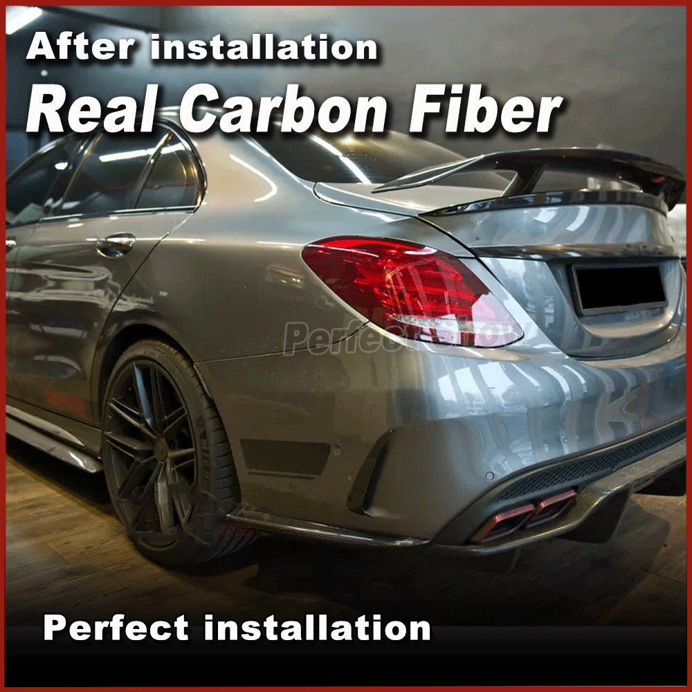 for Mercedes-Benz W205 C-Class C43 C63 REAL CARBON Rear Side Lip Splitter