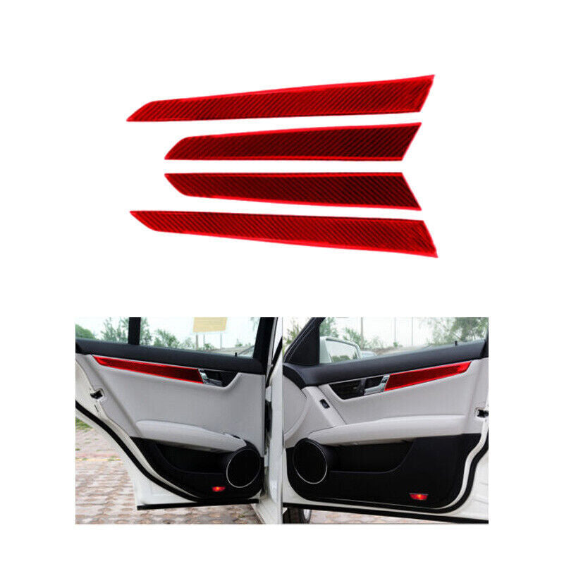 Red carbon fiber car interior door panel cover decorative sticker for W204 2007-2013 n