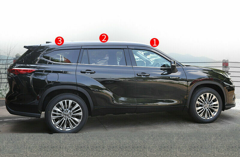 6P for Toyota Highlander 2020-2023 Black Window Visor Vent Shades Sun Rain Guard