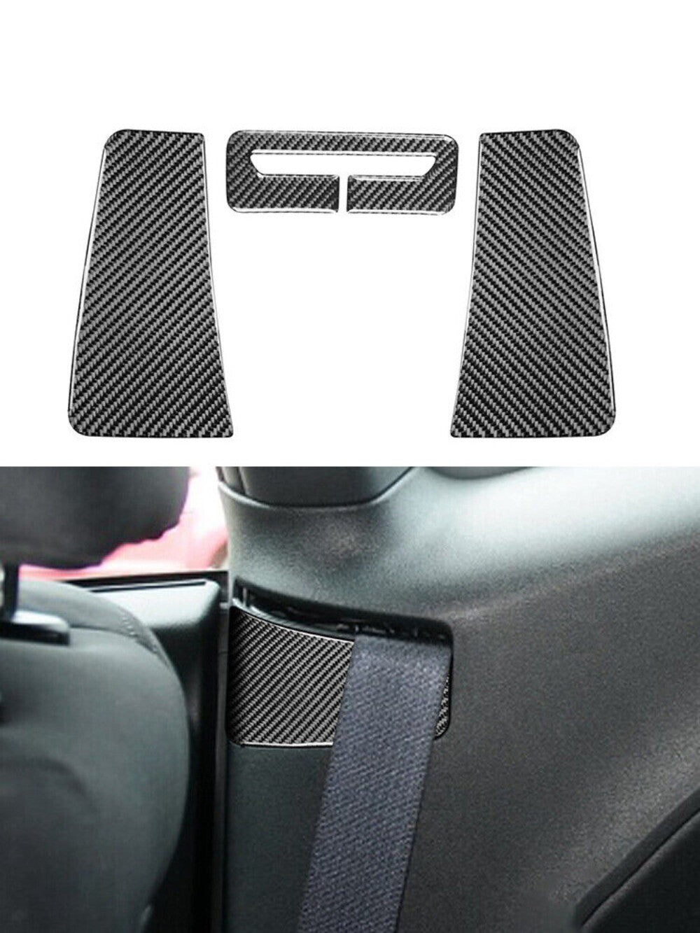 3x Safety Belt Trim Cover Decor Carbon Fiber for Dodge for Challenger 2015-2020 New n