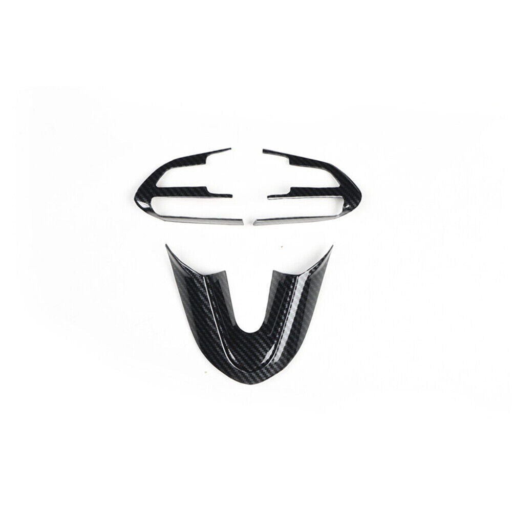 Steering Wheel Button Frame Trim 3PCS for Cadillac XT4 18-23 Black Carbon Fiber