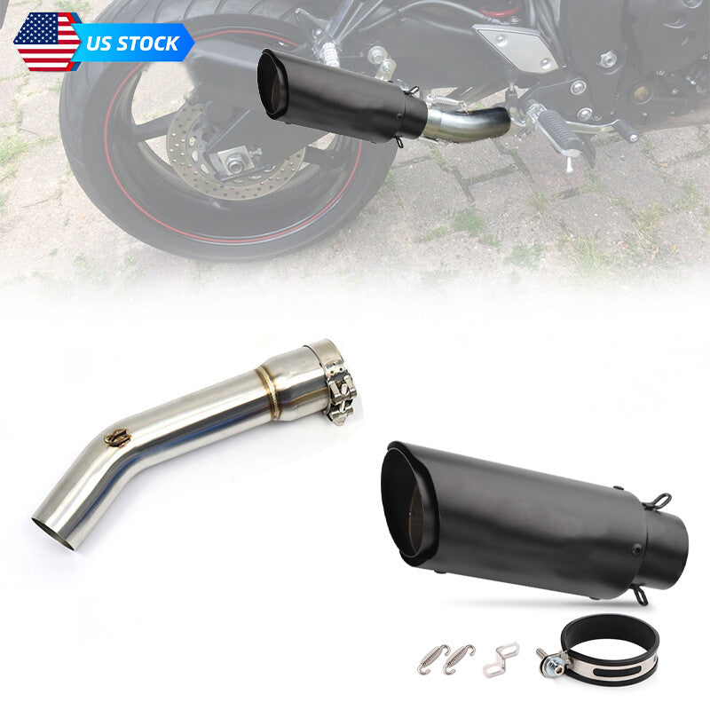 Motorcycle Exhausts Pipe Slip On Middle Link 51MM Muffler for Yamaha FZ1 2006-15