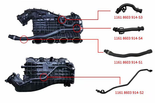 4 Engine Intake Manifold Hose Pieces for F20 F30 G30 X3 X4 125i 330i B48- n
