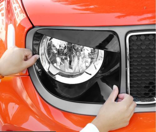 for Jeep Renegade 2019-2020 ABS Black Car Front Headlight Lamp Cover Trim 4PCS