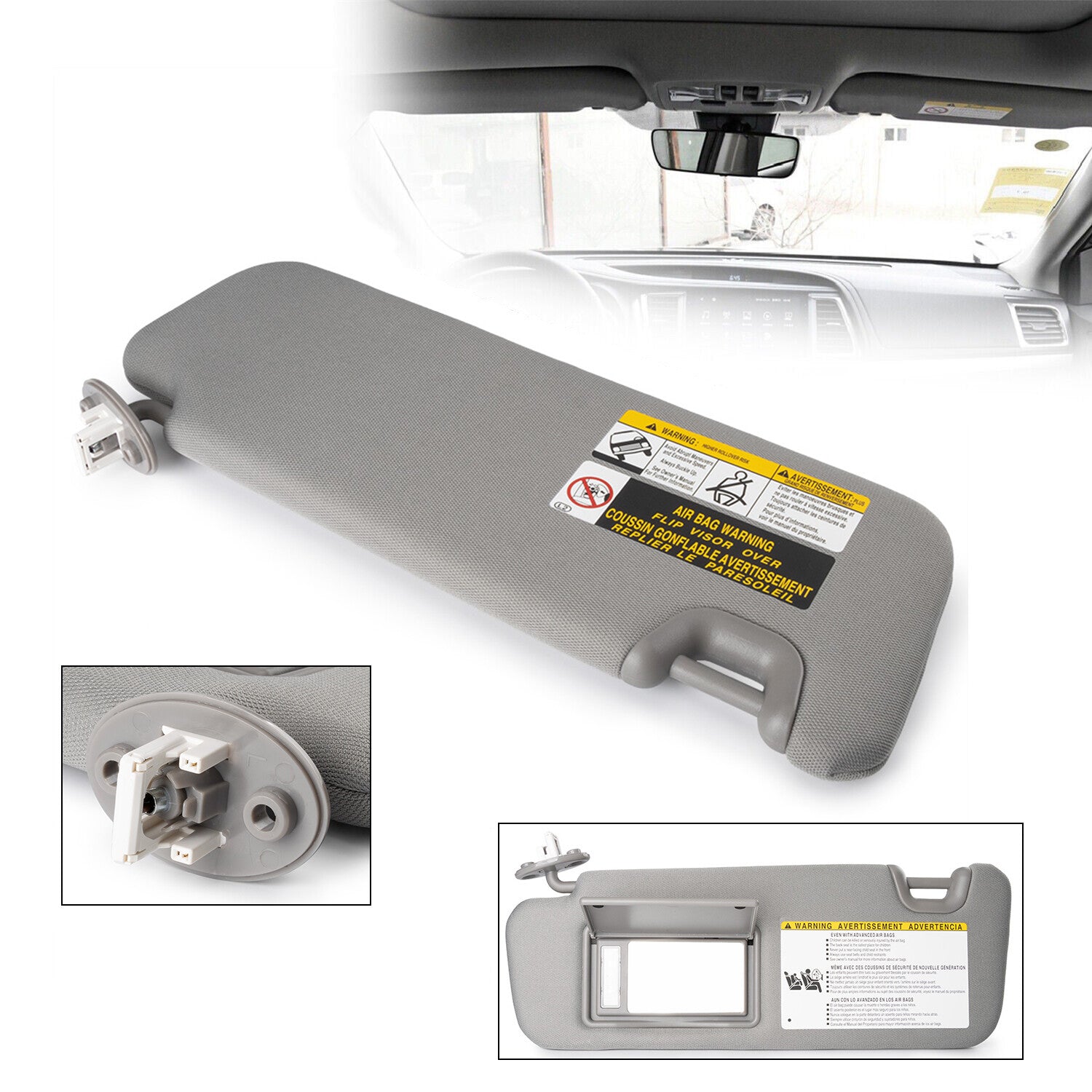 Suitable for 14-19 Highlander, left-hand grey sun visor with mirror 74320-0e074-B0- n