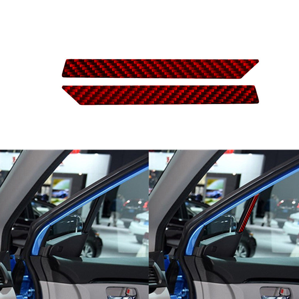 2X Red Carbon Fiber Front Door A-Pillar Cover Trim for Honda Ridgeline 2017-2020