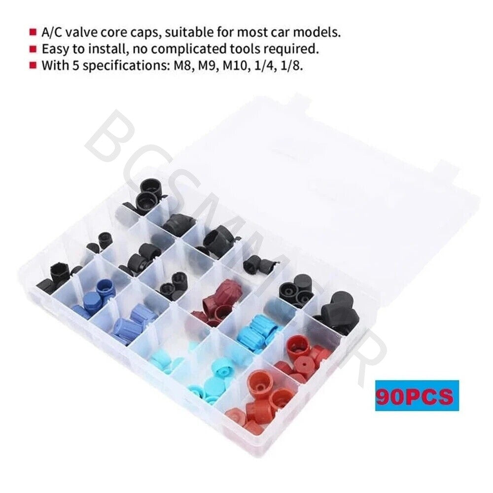 Car A/C R134a R12 High Low Side Valve Core Dust Cap For Air Conditioning Repair Q