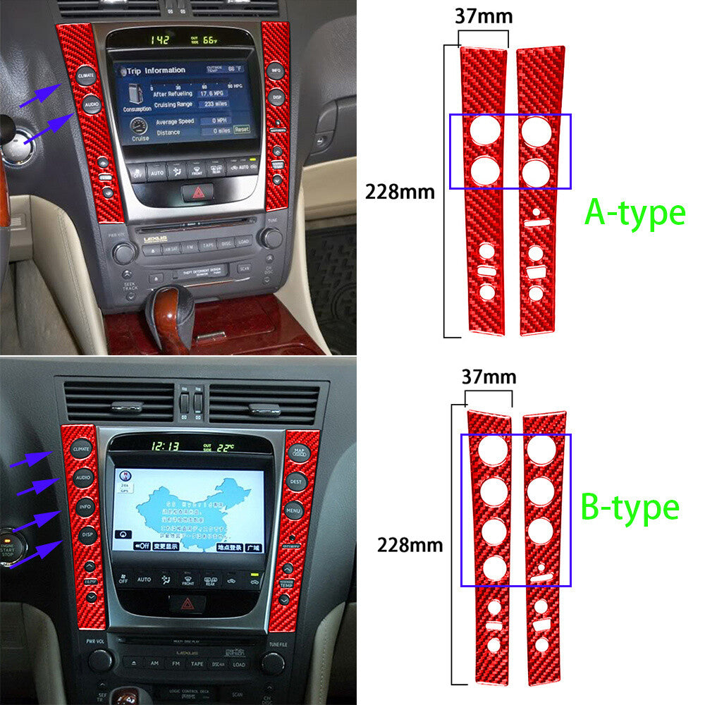 For Luxus GS 2006-2011 Red Carbon Fiber Center Control Switch Button Panel Trim
