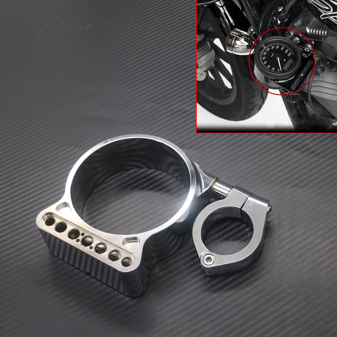39mm/16 Chrome Side Mount Speedo Relocation Bracket for Harley Sportster 883 1200 Q