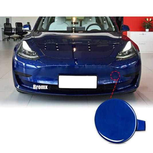 Front Bumper Tow Trailer Eye Cap Tow Hook Cover for Tesla Model 3 2017-2022 BLUE